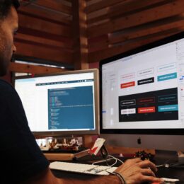 a web designer showing off web design services