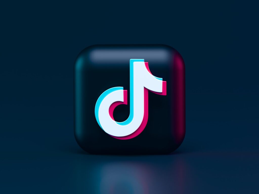 a 3d version of tiktok's logo in dark mode style